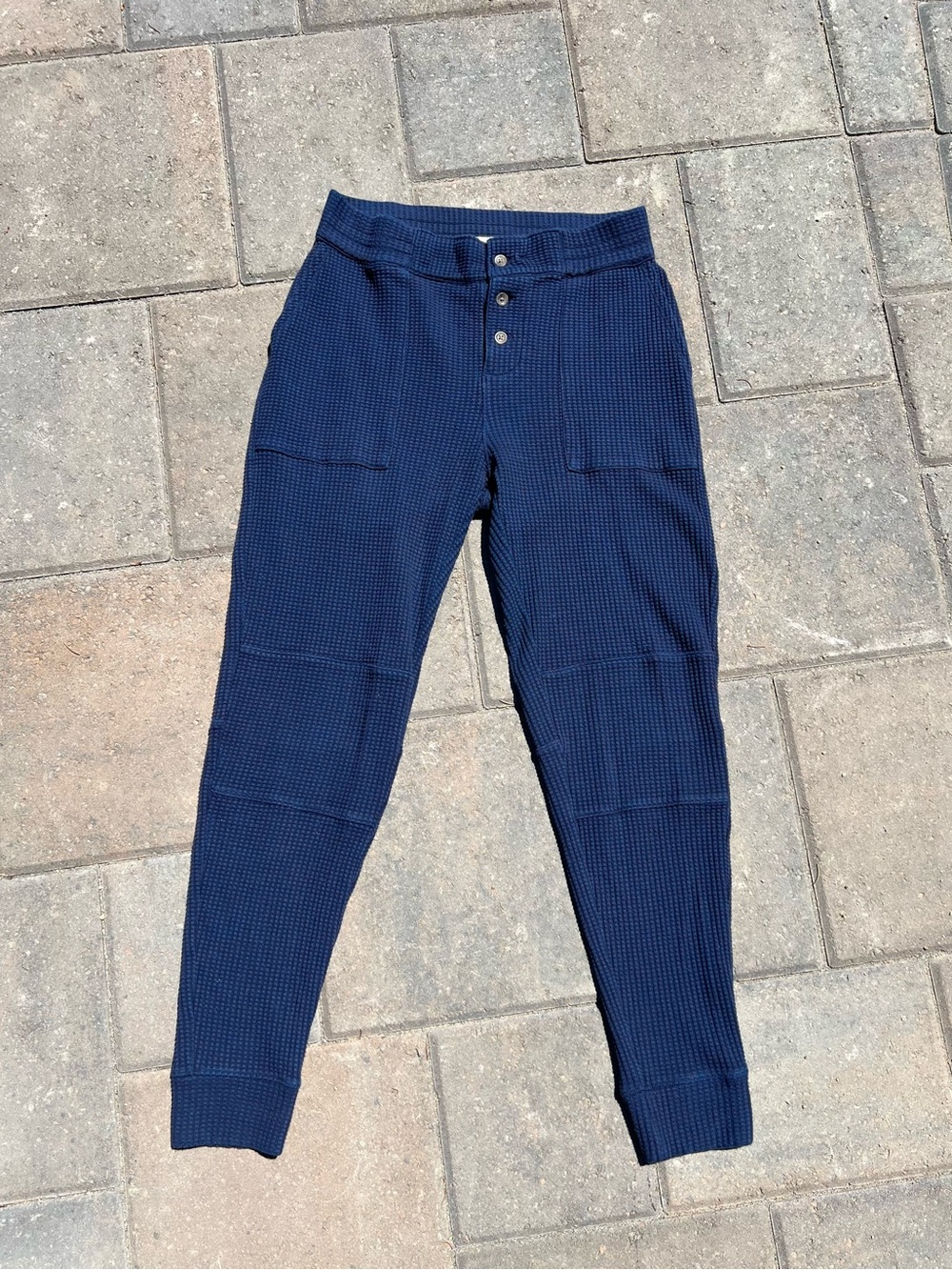 Faherty Yule Waffle Knit Jogger Pants Midnight Navy Blue Size S